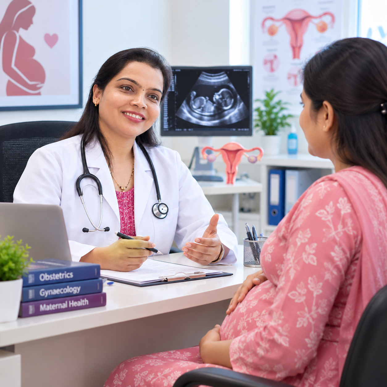 Doctor checking pregnant woman
